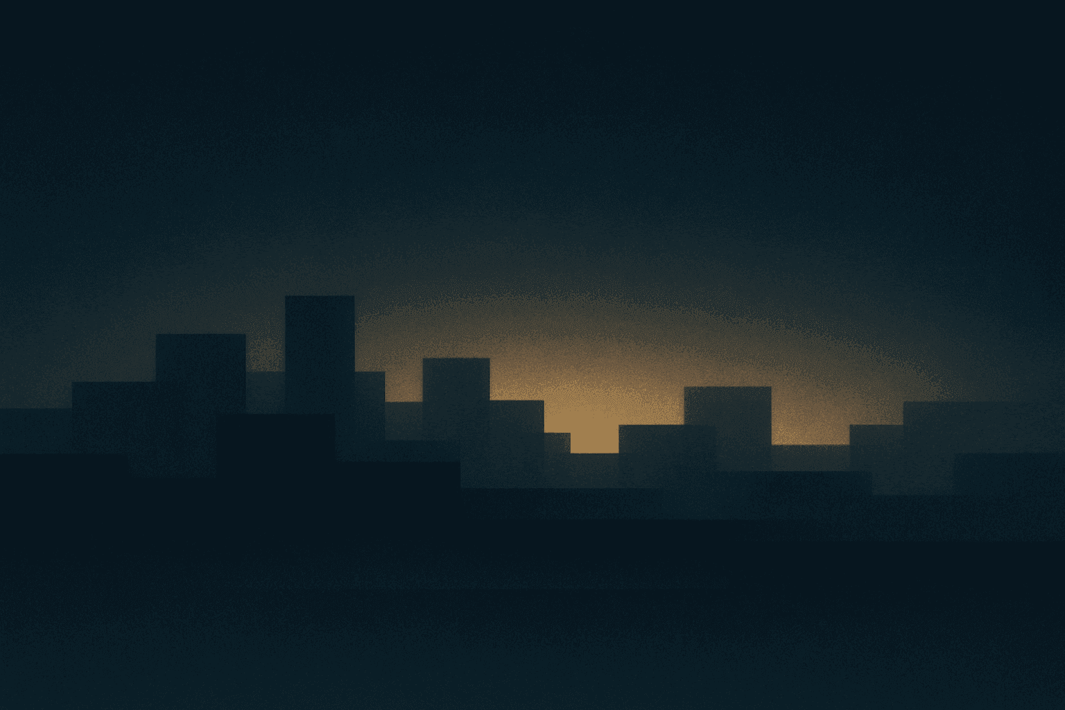 Abstract layered silhouette of the Mobile, Alabama skyline at dusk